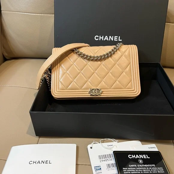Sold x FULL SET🔸Chanel Le Boy wallet on chain beige - Picture 4 of 17